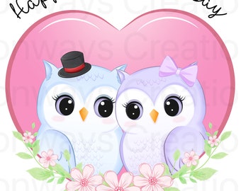 Valentines owl couple