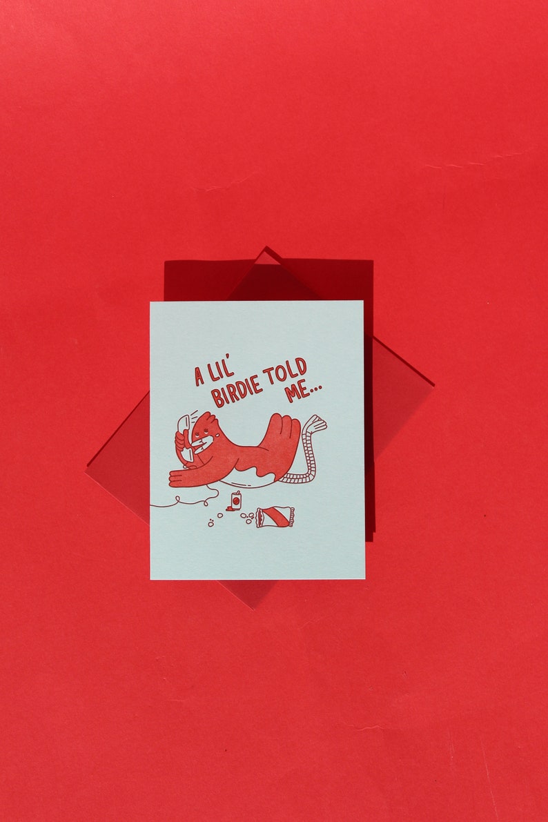 A Lil Birdie Told Me Letterpress Greeting Card image 2