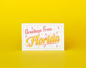 Greetings From Florida Letterpress Postcard