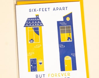 6ft Apart But Forever In My Heart Letterpress Greeting Card