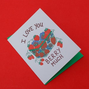 Kocham Cię Berry Much Letterpress Kartka z Pozdrowieniami