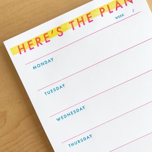 Here's The Plan Weekly Desk Notepad