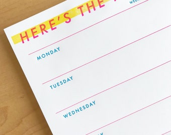 Here's The Plan Weekly Desk Notepad