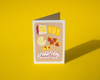 Carte de vœux typographie Vous mettez du mignon dans la charcuterie