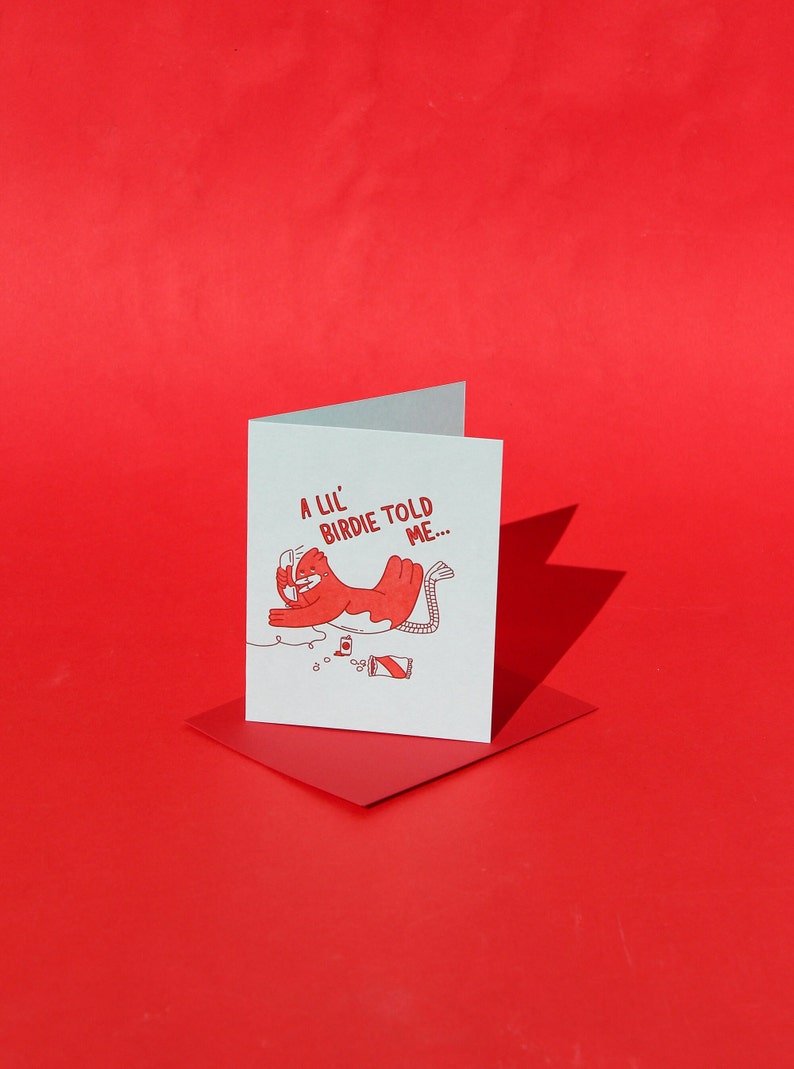 A Lil Birdie Told Me Letterpress Greeting Card image 1