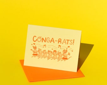Conga-Rats Letterpress Greeting Card
