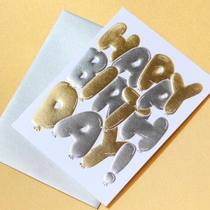Balloon Foil Stamped Embossed Greeting Card image 2