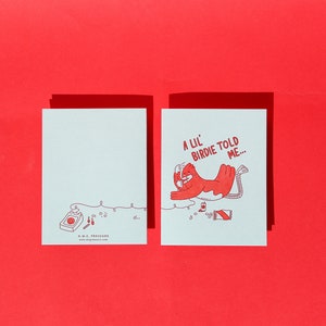 A Lil Birdie Told Me Letterpress Greeting Card image 3