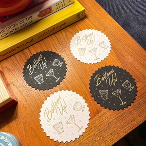 Vintage Inspired Foil Stamped Coasters Bottoms Up image 7