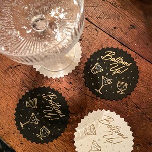 Vintage Inspired Foil Stamped Coasters Bottoms Up image 5