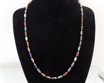Semi-precious stones & sterling silver with tube shape beads