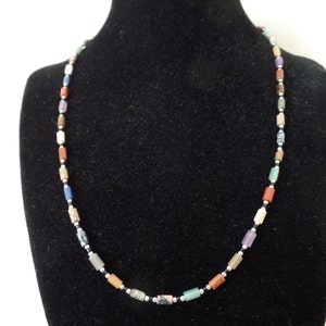 Semi-precious stones & sterling silver with tube shape beads Bild 5