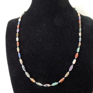 Semi-precious stones & sterling silver with tube shape beads Bild 2