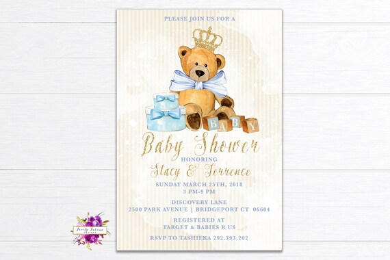 royal teddy bear baby shower
