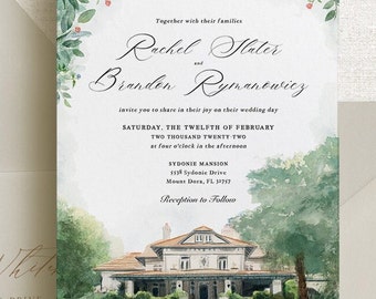 Invitación de boda de Sydonie Mansion, invitación de boda imprimible, invitación editable, descarga digital, invitación de boda de Orlando