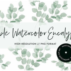 Watercolor Eucalyptus Clipart - Instant Download, Watercolor Clipart, Garden Wedding Clipart, Greenery, Digital Clipart, Eucalyptus