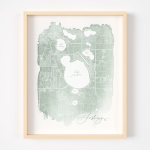 Carte à l’aquarelle, Cadeau de carte personnalisable, Carte de ville personnalisée, Art cartographique personnalisé, Aquarelle, Impression de carte