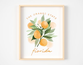 Florida Oranges Print, Florida Home Decor, Florida Art Print, Citrus Bridal Shower Decor, Citrus Print, Descarga instantánea