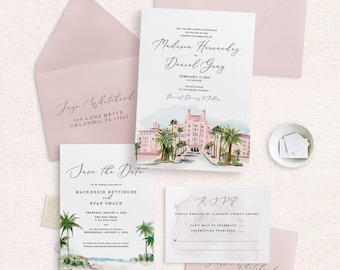 Invitación de boda Don CeSar, paquete de invitación de boda imprimible, invitación editable, descarga digital, invitación de boda de Tampa