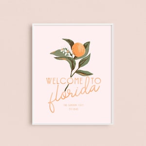 Florida Oranges Print, Florida Home Decor, Florida Art Print, Citrus Bridal Shower Decor, Welcome to Florida, Citrus Print, Home Decor