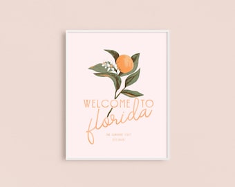 Impresión de naranjas de Florida, Florida Home Decor, Florida Art Print, Citrus Bridal Shower Decor, Bienvenido a Florida, Citrus Print, Home Decor