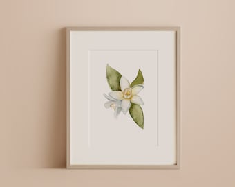 Cuadro original personalizado de flor de naranja: 11 x 14 pulgadas