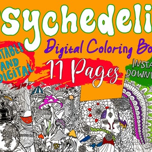 Psychedelic Printable Coloring Book | Digital | Instant Download | Trippy Adult Coloring Book