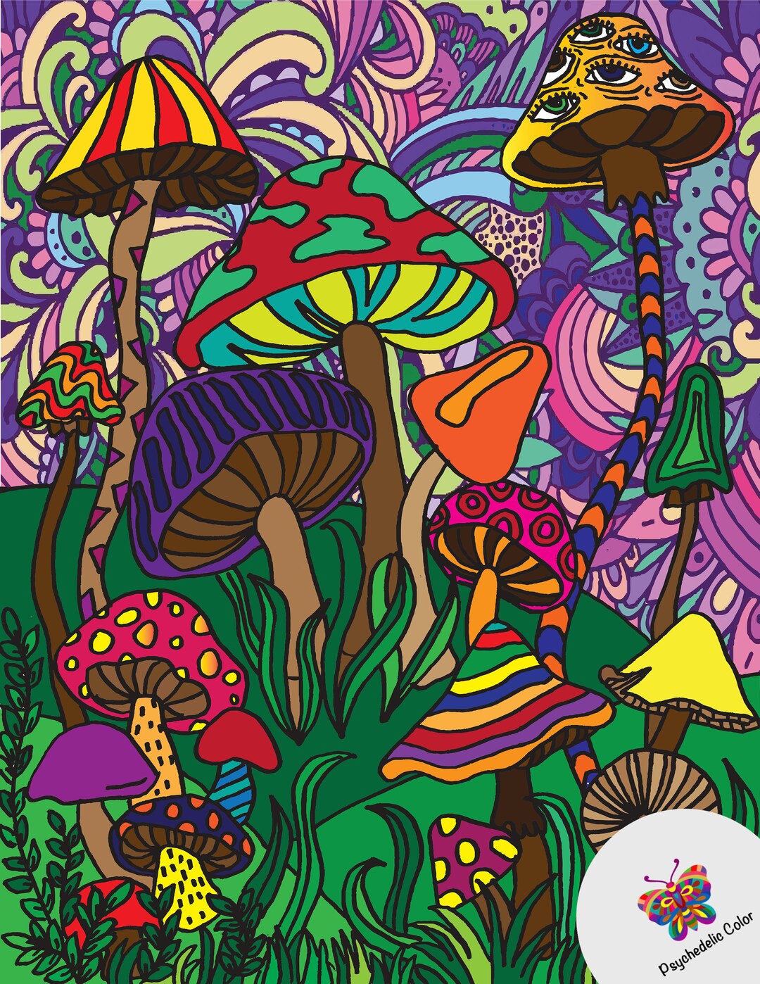 Printable Psychedelic Coloring Page | Digital | Instant Download - Etsy