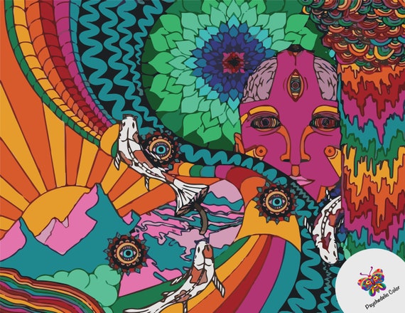 Printable Psychedelic Coloring Page Digital Instant | Etsy