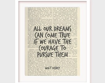 Impresión artística con cita inspiradora de sueños: "Valor para perseguir" (descarga digital)