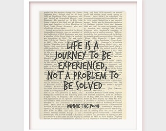 Winnie The Pooh Quote, Life is a Journey To Be Experienced, Not a Problem To Be Solved, Life Wisdom Quote, Printable Art Decor, Download