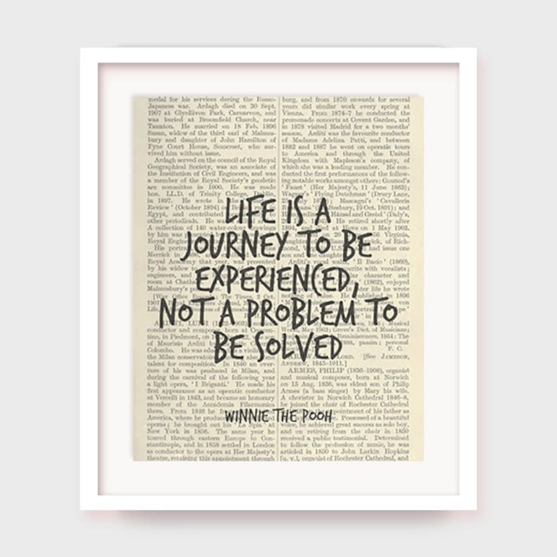 Winnie The Pooh Quote, Life is a Journey To Be Experienced, Not a Problem To Be Solved, Life Wisdom Quote, Printable Art Decor, Download image 1