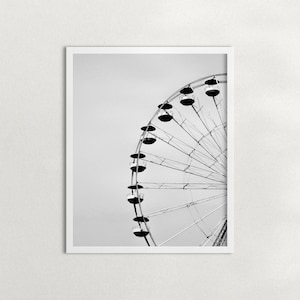 Printable Ferris Wheel Art, Carnival Art, Print, Ferris Wheel Decor, Printable Wall Decor, Black and White, Photography, Carnival Decor