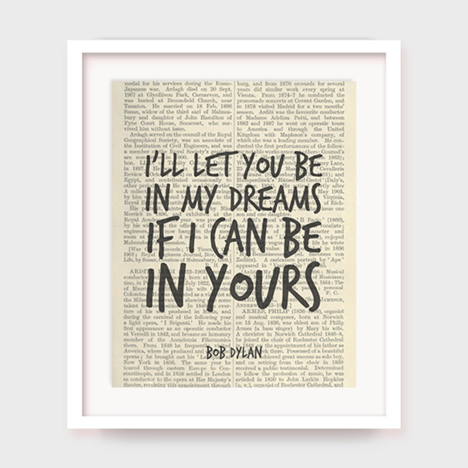 Bob Dylan Poster, I'll Let You Be in My Dreams