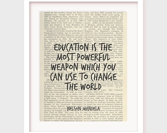 Impresión artística con cita de Nelson Mandela, Educación Empoderadora (Descarga digital)