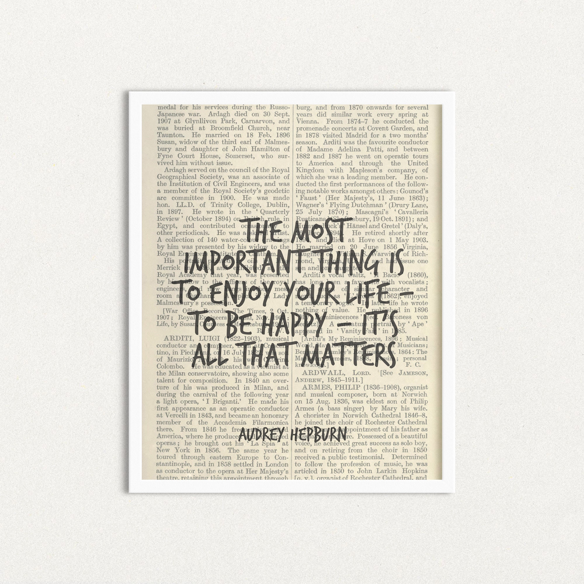 Audrey Hepburn Quote The Most Important Thing Is To Enjoy Etsy Canada