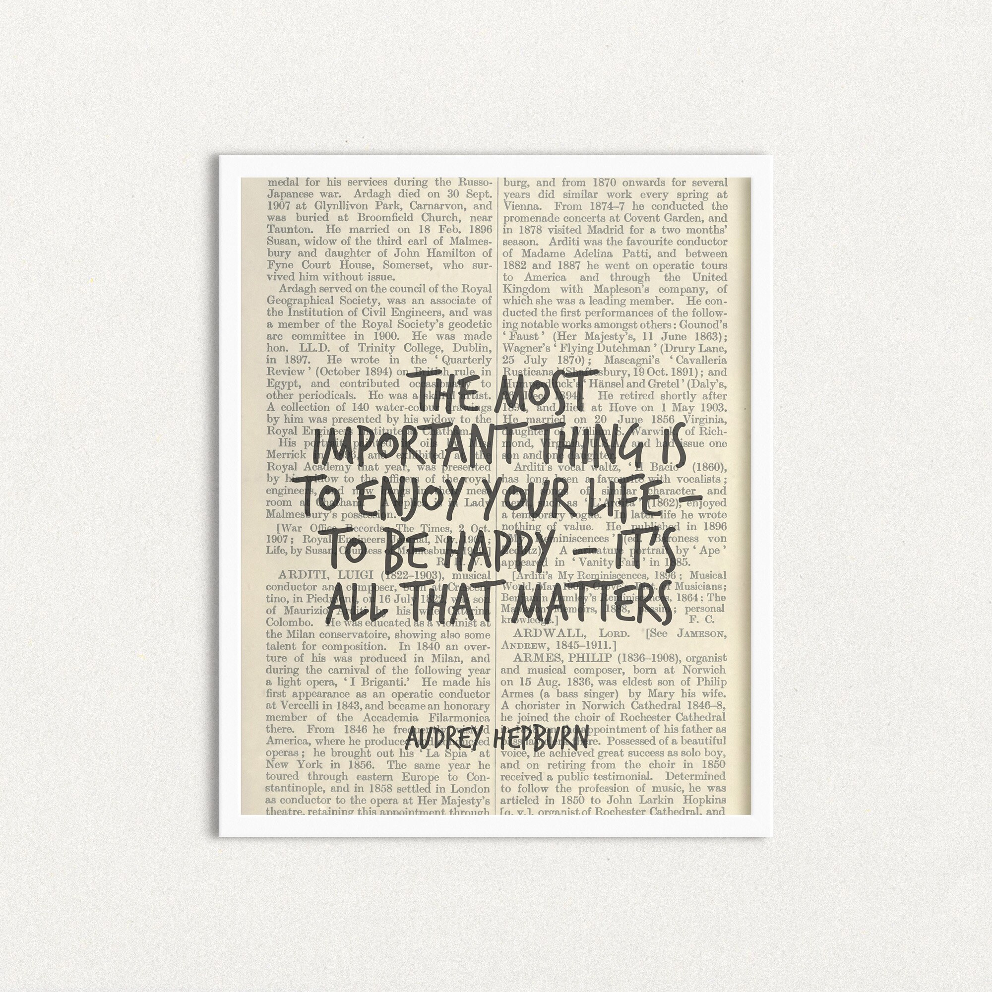 Audrey Hepburn Quote The Most Important Thing Is To Enjoy Etsy