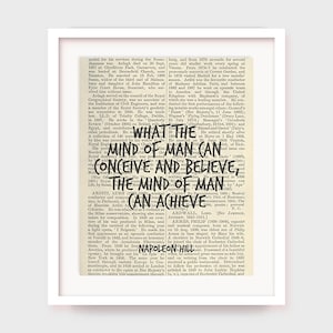 Office Poster Printable, What The Mind of Man Can Conceive and Believe The Mind of Man Can Achieve, Motivational Quote, Napoleon Hill