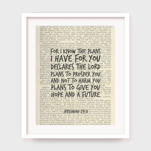 Christian Art Print, Bible Verse Printable Wall Decor, Jeremiah 29:11, For I know the plans I have for you; Lord, Prosper, Hope, Scripture