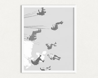 Lámina artística "Columpios de Carnaval", decoración nostálgica para el hogar (descarga digital)