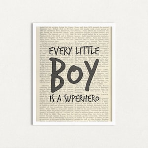 Boy Nursery Decor, Baby Boy Quote, Every Little Boy is a Superhero, Printable Instant Download