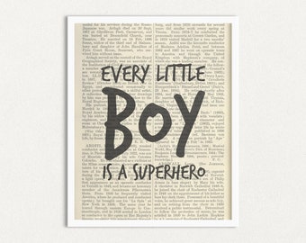 Boy Nursery Decor, Baby Boy Quote, Every Little Boy is a Superhero, Printable Instant Download