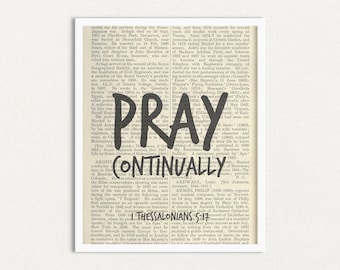Impresión artística de las Escrituras "Ora continuamente", versículo bíblico cristiano (descarga instantánea)