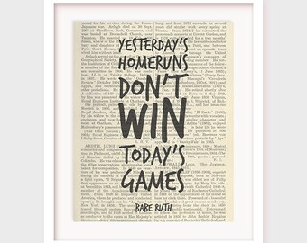 Babe Ruth Baseball Quote Art Print, Father's Day Gift (Instant Download)