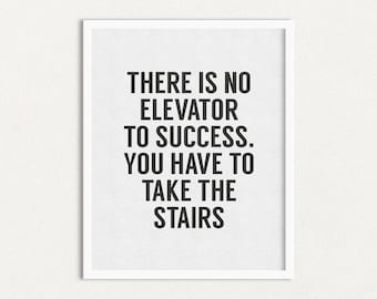 Impresión con frase motivacional, escaleras de éxito, decoración para el hogar y la oficina (descarga digital)