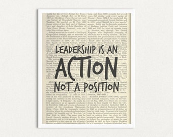 Leadership Quote, Leadership is an Action, Not a Position, Quotes about Leading, Printable Office Art, Instant Download