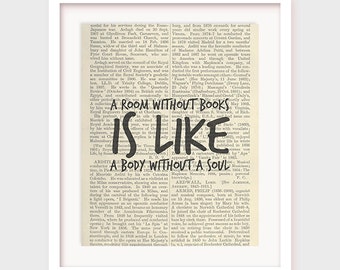 Lámina de biblioteca con cita de Cicerón, regalo para amantes de los libros (descarga digital)