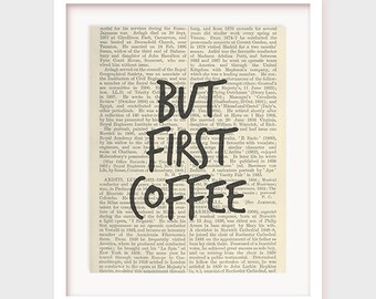 Impresión "Pero primero el café", divertida decoración de pared para la cocina (descarga digital)