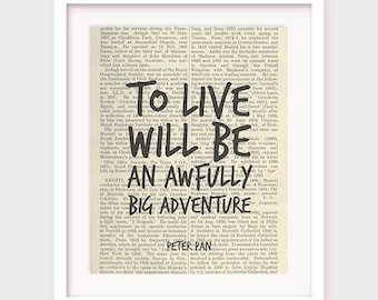 Cita para guardería, cita de Peter Pan, "Vivir será una gran aventura", lámina para guardería, decoración infantil, descarga instantánea