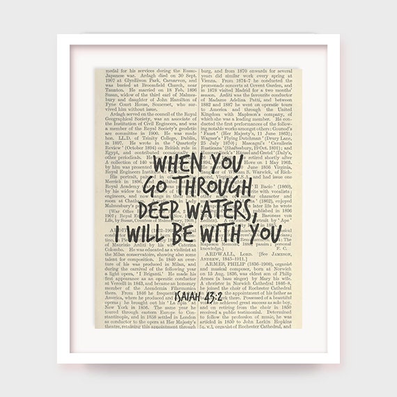 Isaiah 43:2 Bible Verse Print, Christian Home Decor (Digital Download)